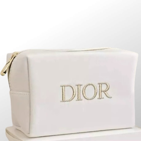 Dior White Gold LOGO Makeup Cosmetic 
Bag - Picture 1 of 8